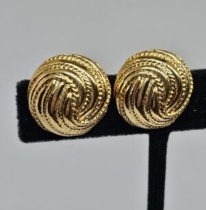 VTG Designer Gold-Tone Swirl Post Earrings